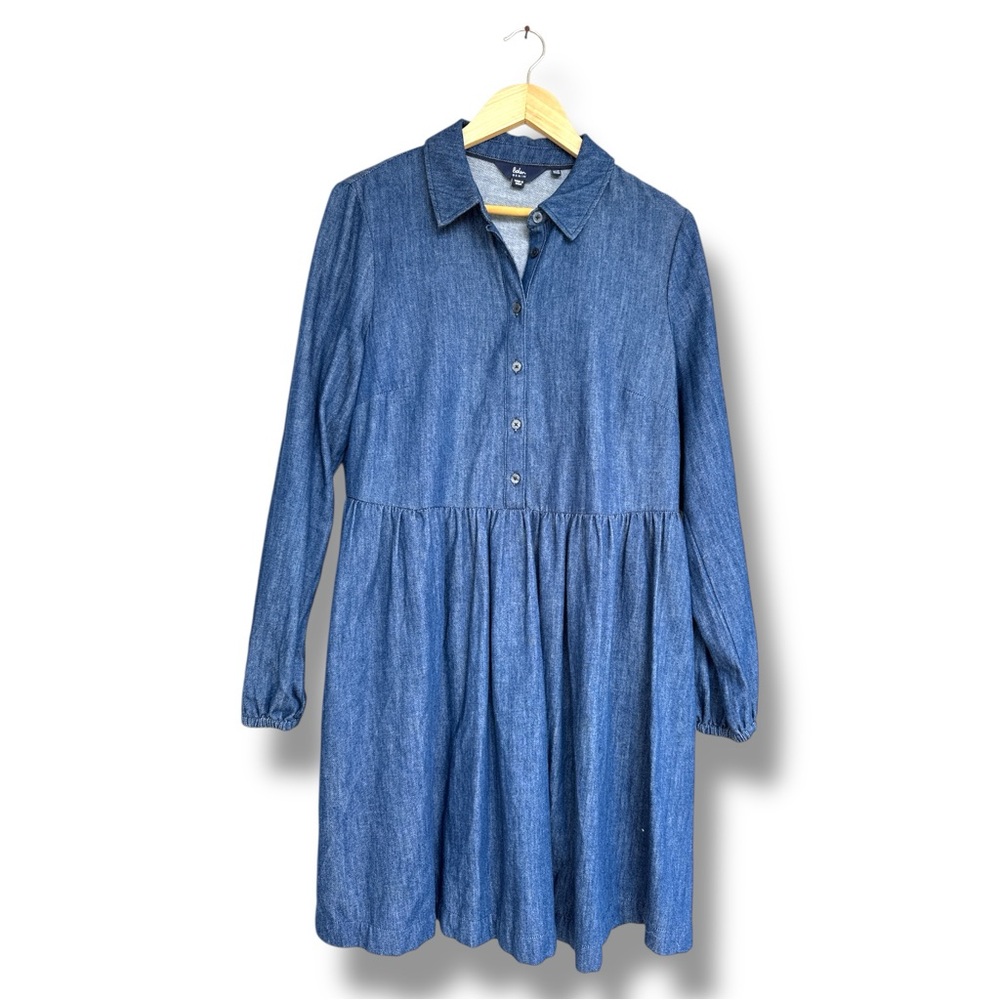 Boden Chambray Collared Button Front Mini Dress S… - image 1